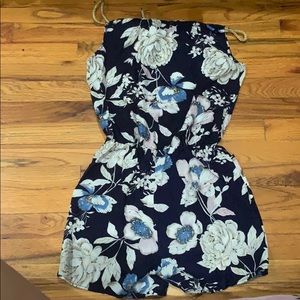 Royal blue  flower romper